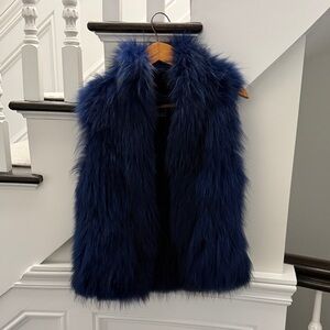 Yves Salomon Women’s Raccoon Fur Vest in Blue